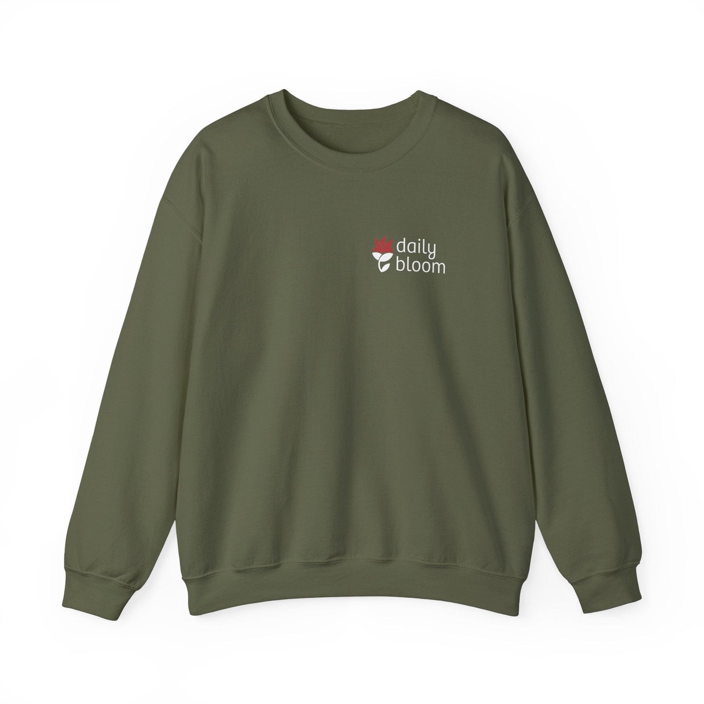 Daily Bloom Logo Sweatshirt-Military Green-Neurodiversity, ADHD & Autism Awareness & Acceptance by Daily Bloom