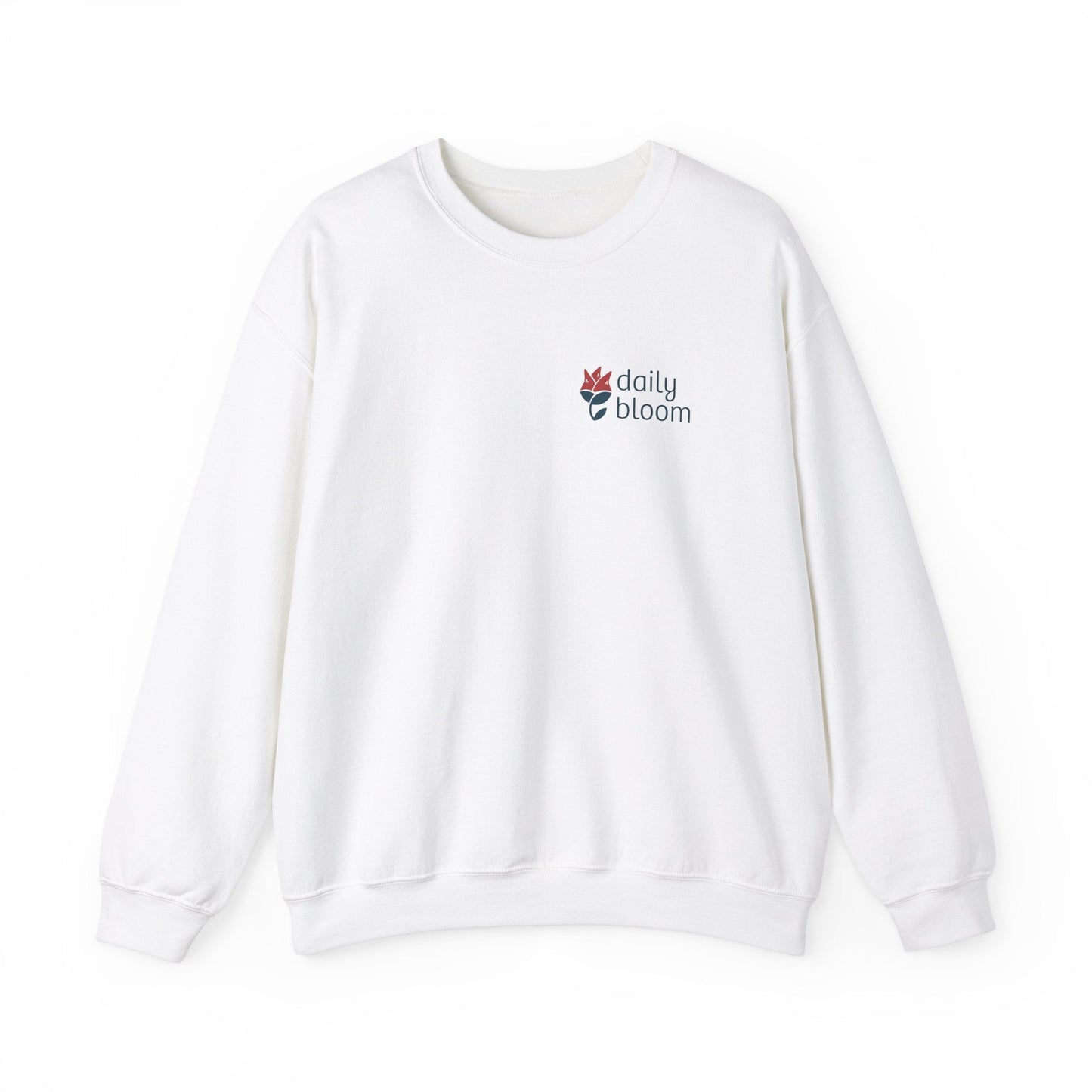 Daily Bloom Logo Sweatshirt-White-Neurodiversity, ADHD & Autism Awareness & Acceptance by Daily Bloom
