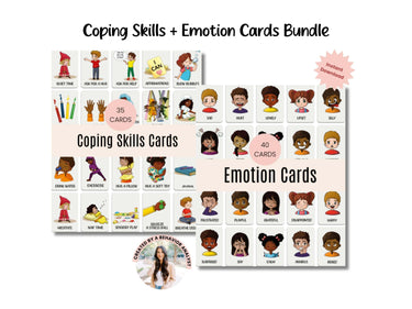 Autism Digital Download - Flash Card Bundle - Set of 2 - Coping Skills & Emotions Cards - Daily Bloom