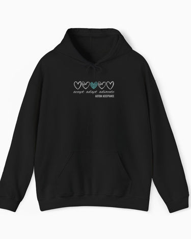 Autism Hoodie - Accept Adapt Advocate Love Hearts Hoodie - Daily Bloom
