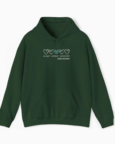 Autism Hoodie - Accept Adapt Advocate Love Hearts Hoodie - Daily Bloom