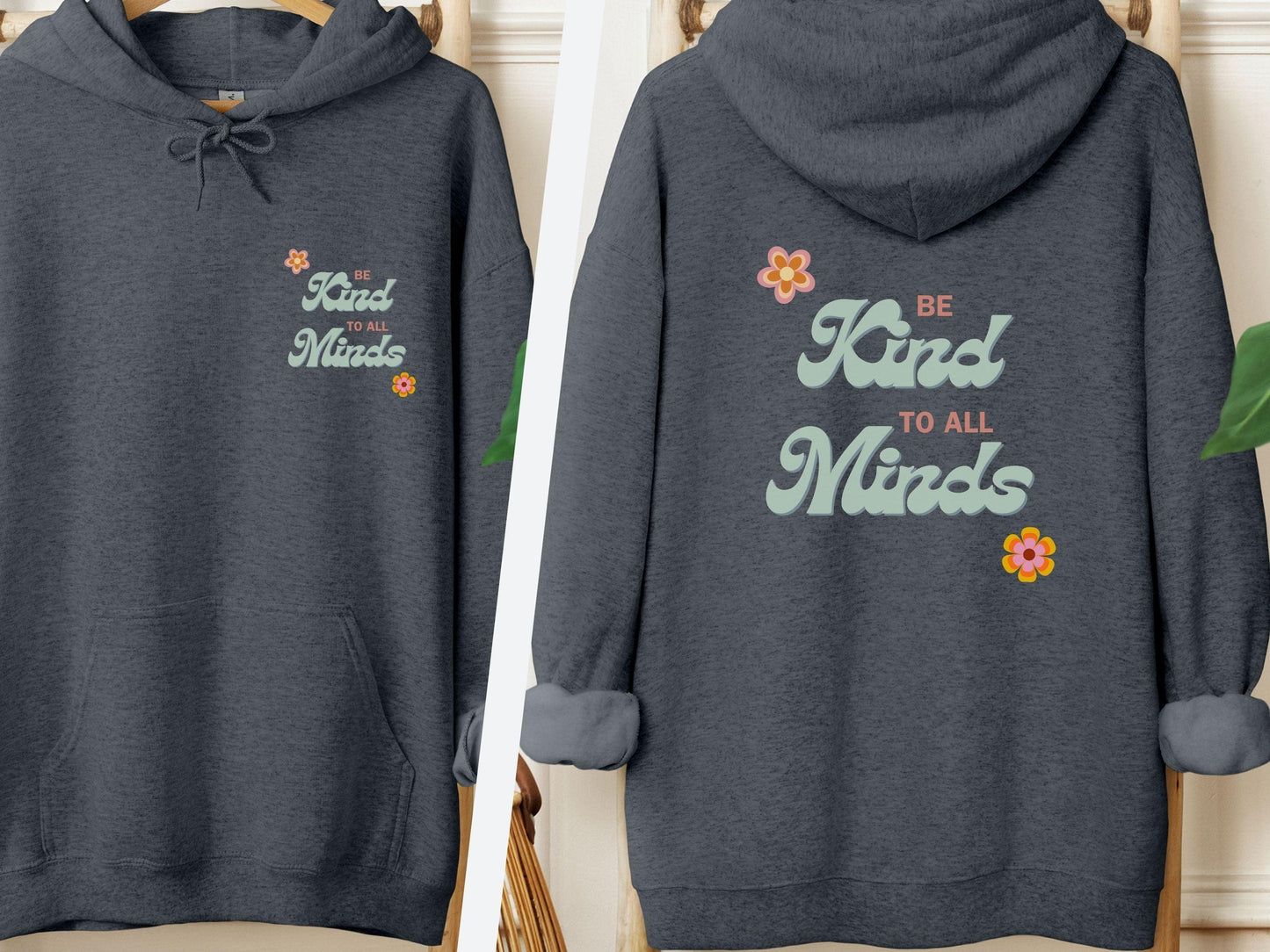 Be Kind to All Minds Hoodie-Dark Heather-Neurodiversity, ADHD & Autism Awareness & Acceptance Hoodie by Daily Bloom