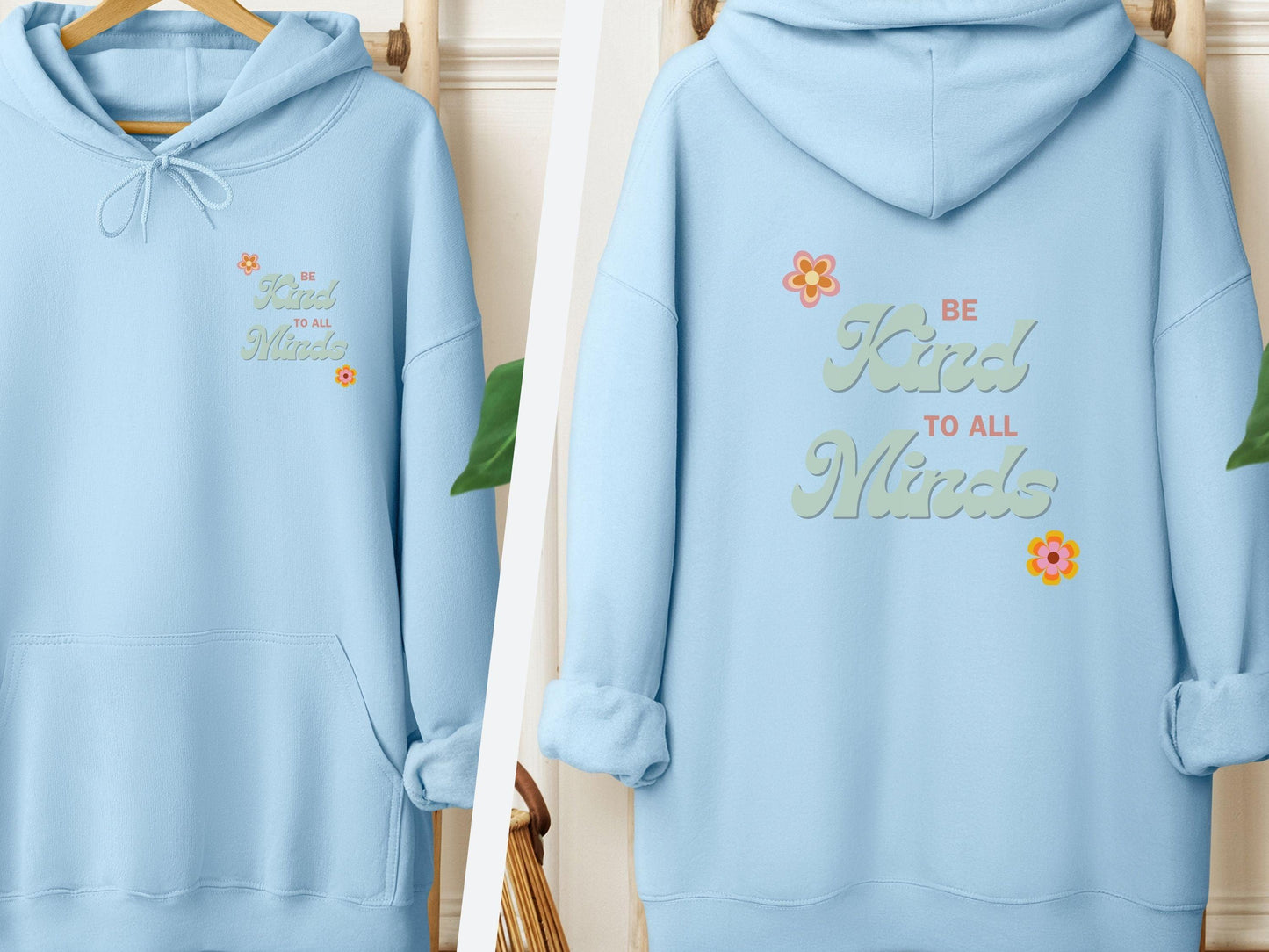 Be Kind to All Minds Hoodie-Light Blue-Neurodiversity, ADHD & Autism Awareness & Acceptance Hoodie by Daily Bloom