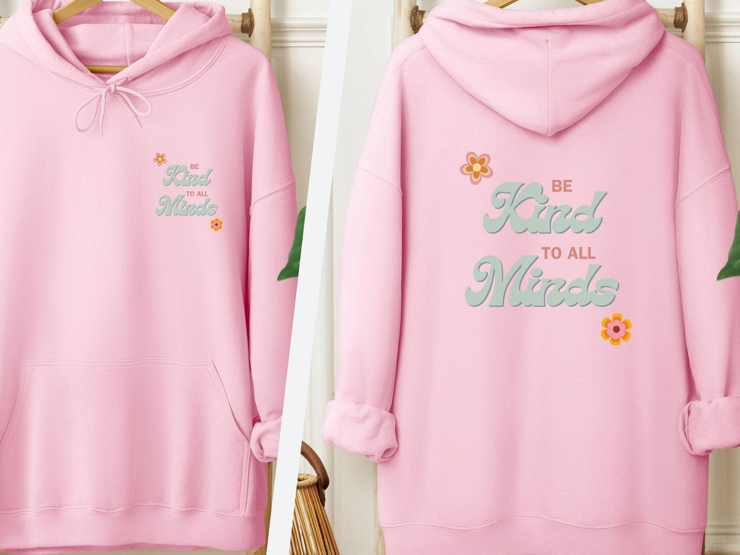 Be Kind to All Minds Hoodie-Light Pink-Neurodiversity, ADHD & Autism Awareness & Acceptance Hoodie by Daily Bloom