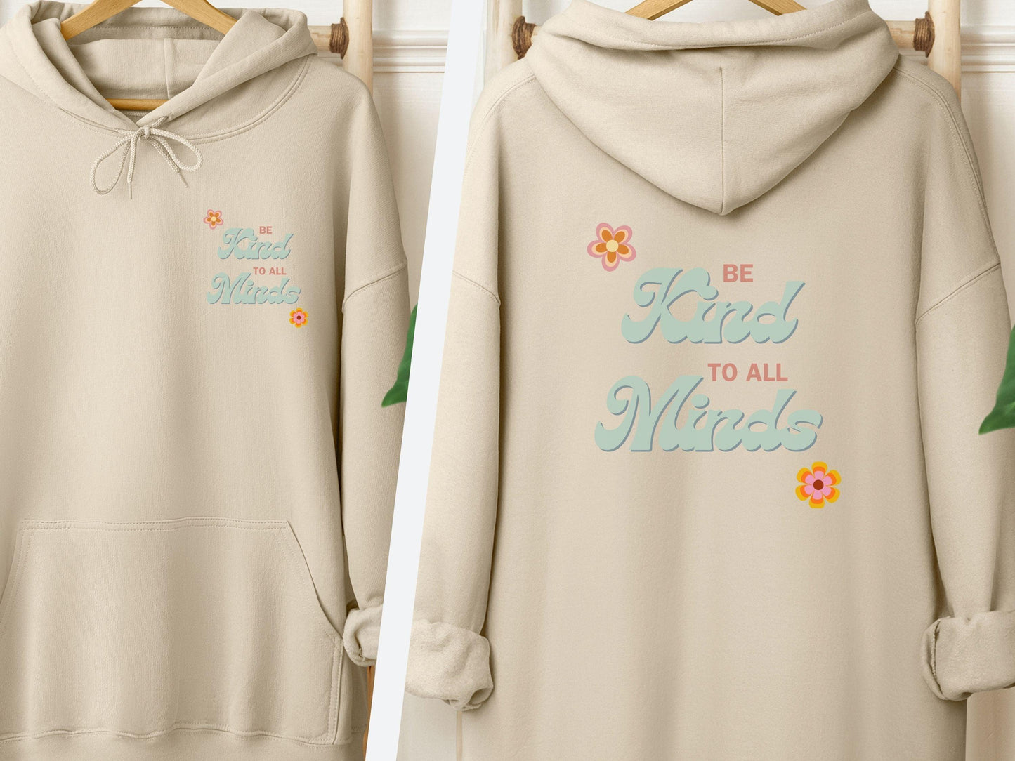 Be Kind to All Minds Hoodie-Sand-Neurodiversity, ADHD & Autism Awareness & Acceptance Hoodie by Daily Bloom