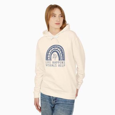 Autism Hoodie - Life Happens Visuals Help Comfort Colors Lightweight Hoodie - Daily Bloom
