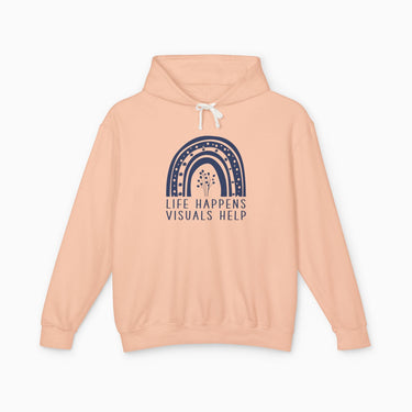Autism Hoodie - Life Happens Visuals Help Comfort Colors Lightweight Hoodie - Daily Bloom