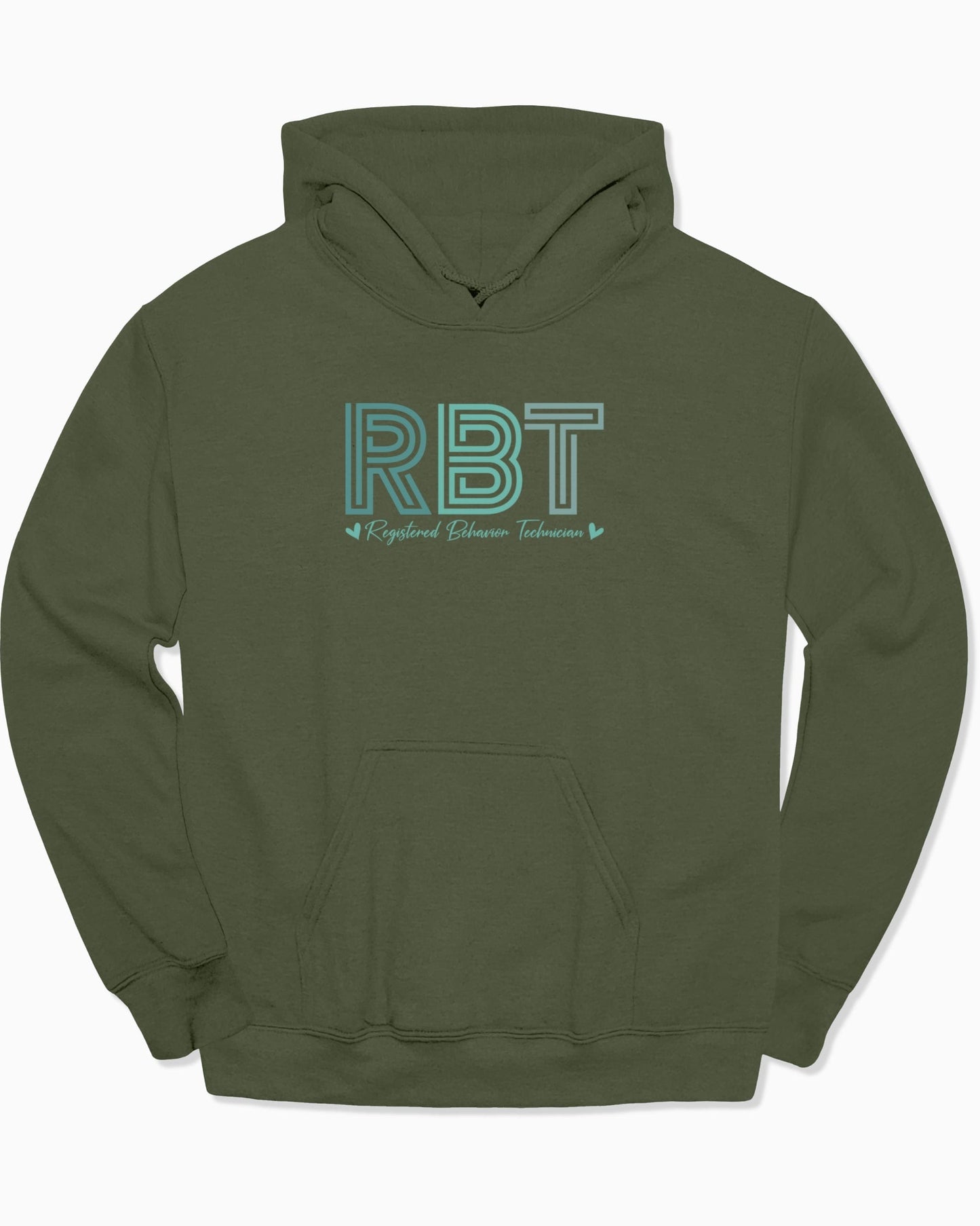 RBT Geometric Hoodie-Military Green-Neurodiversity, ADHD & Autism Awareness & Acceptance Hoodie by Daily Bloom