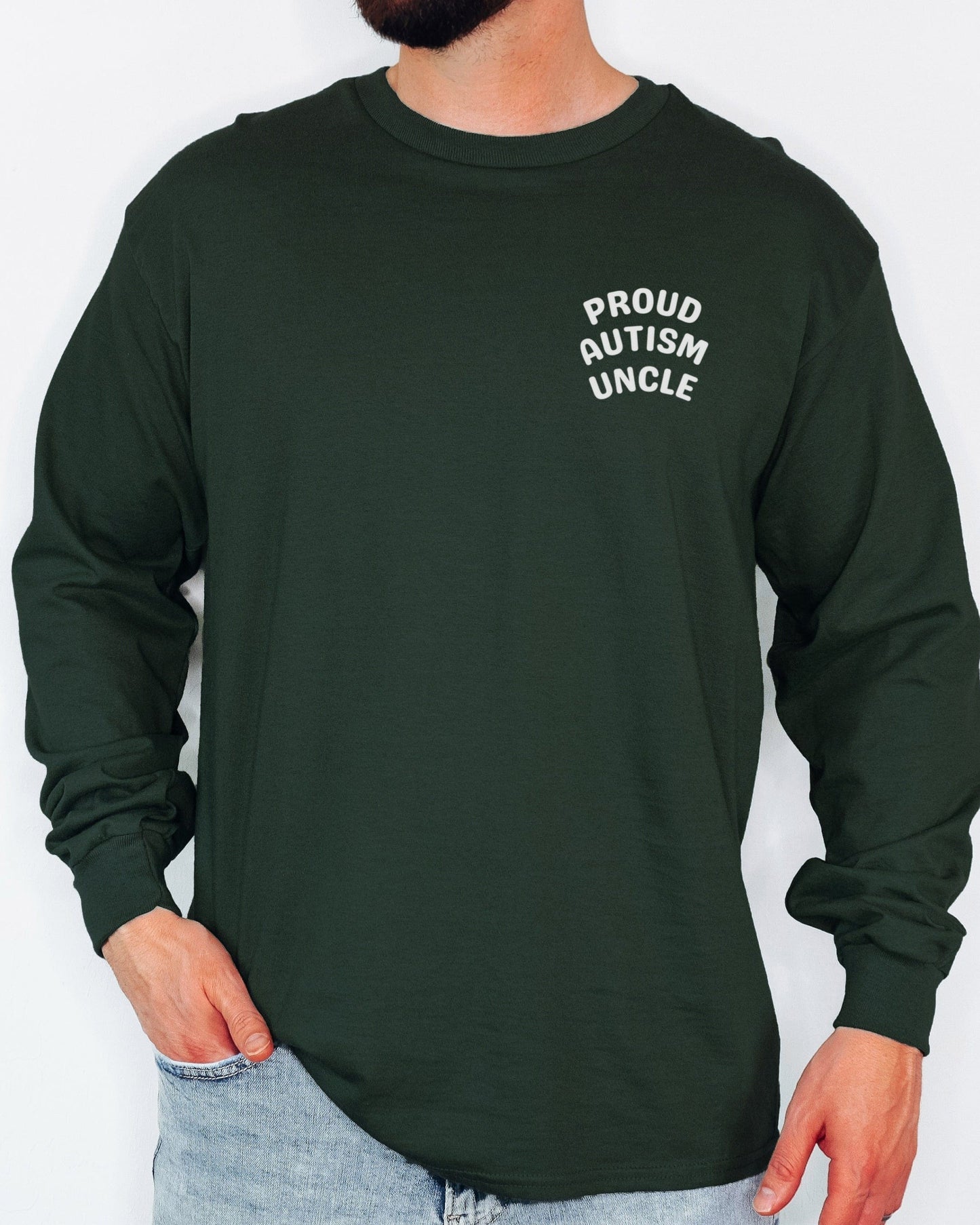 Proud Autism Uncle Long Sleeve T-Shirt-Neurodiversity, ADHD & Autism Awareness & Acceptance Long-sleeve by Daily Bloom