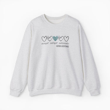 Autism Sweatshirt - Accept Adapt Advocate Love Hearts Sweatshirt - Daily Bloom