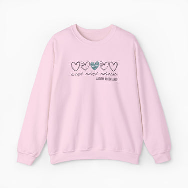 Autism Sweatshirt - Accept Adapt Advocate Love Hearts Sweatshirt - Daily Bloom