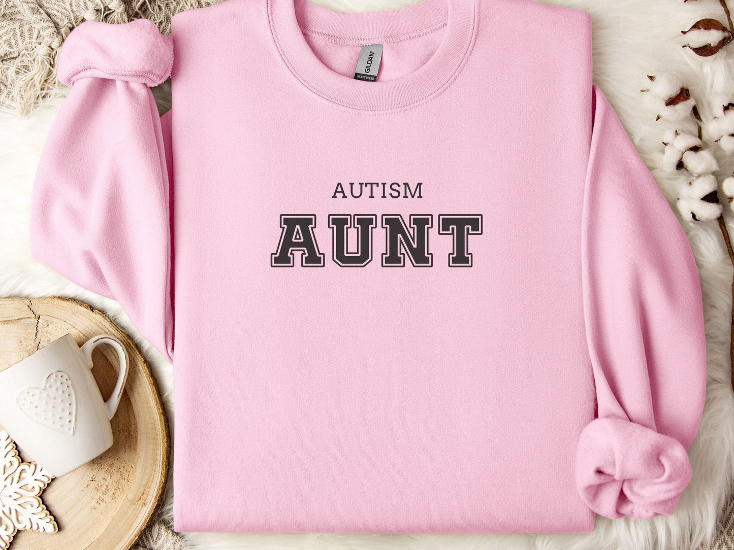 Autism Aunt College Sweatshirt-Light Pink-Neurodiversity, ADHD & Autism Awareness & Acceptance Sweatshirt by Daily Bloom