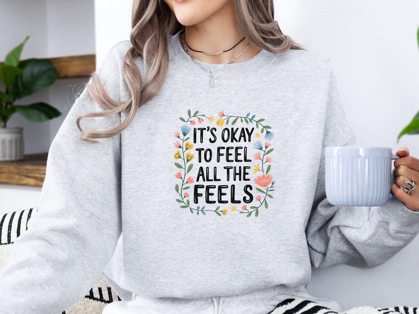 It's Okay To Feel All The Feels Sweatshirt-Neurodiversity, ADHD & Autism Awareness & Acceptance Sweatshirt by Daily Bloom