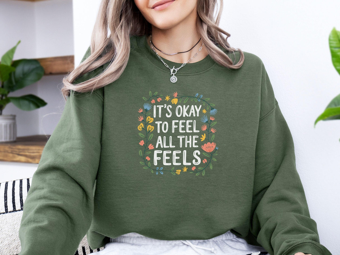 It's Okay To Feel All The Feels Sweatshirt-Neurodiversity, ADHD & Autism Awareness & Acceptance Sweatshirt by Daily Bloom
