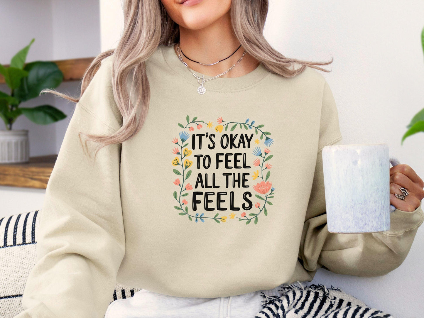 It's Okay To Feel All The Feels Sweatshirt-Neurodiversity, ADHD & Autism Awareness & Acceptance Sweatshirt by Daily Bloom