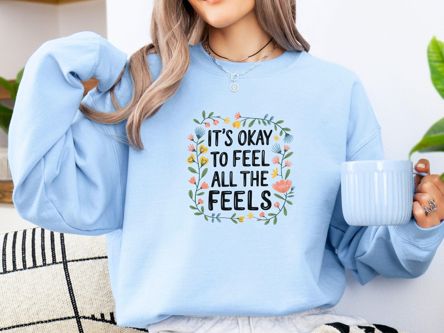 It's Okay To Feel All The Feels Sweatshirt-Neurodiversity, ADHD & Autism Awareness & Acceptance Sweatshirt by Daily Bloom