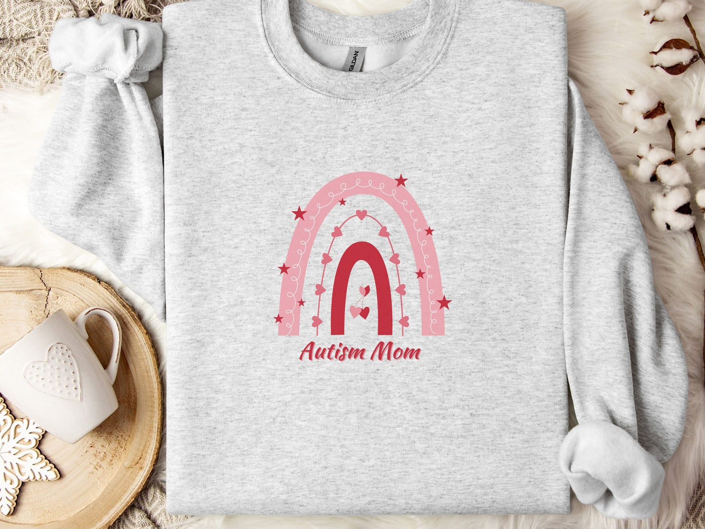 Rainbow Autism Mom Sweatshirt-Ash-Neurodiversity, ADHD & Autism Awareness & Acceptance Sweatshirt by Daily Bloom