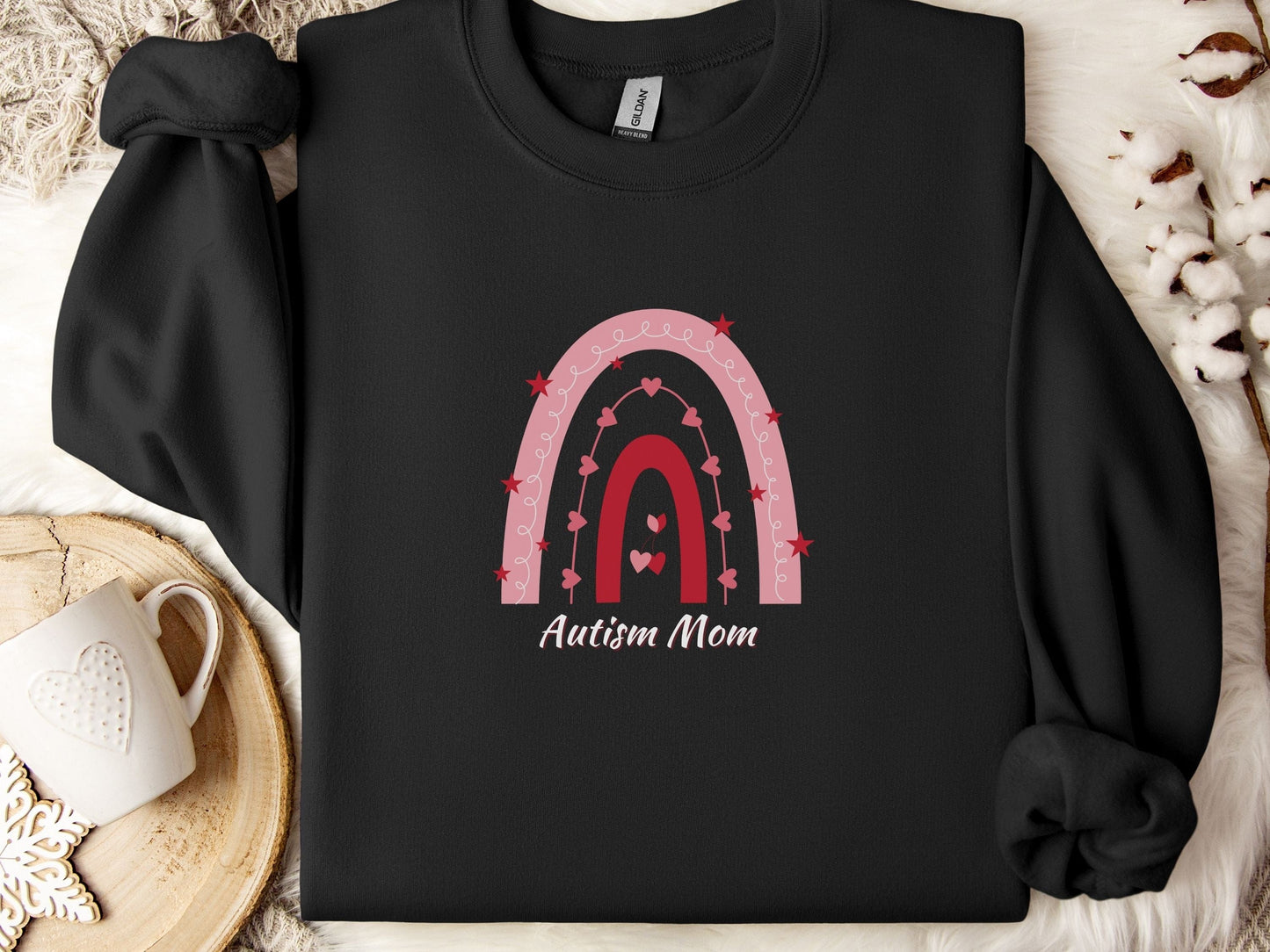 Rainbow Autism Mom Sweatshirt-Black-Neurodiversity, ADHD & Autism Awareness & Acceptance Sweatshirt by Daily Bloom