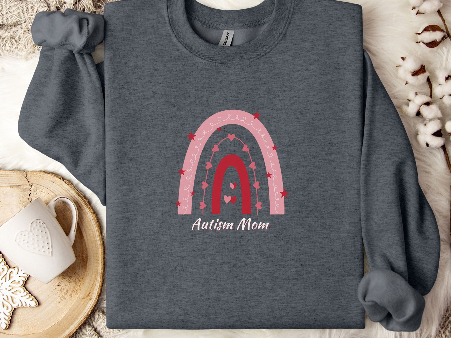 Rainbow Autism Mom Sweatshirt-Dark Heather-Neurodiversity, ADHD & Autism Awareness & Acceptance Sweatshirt by Daily Bloom