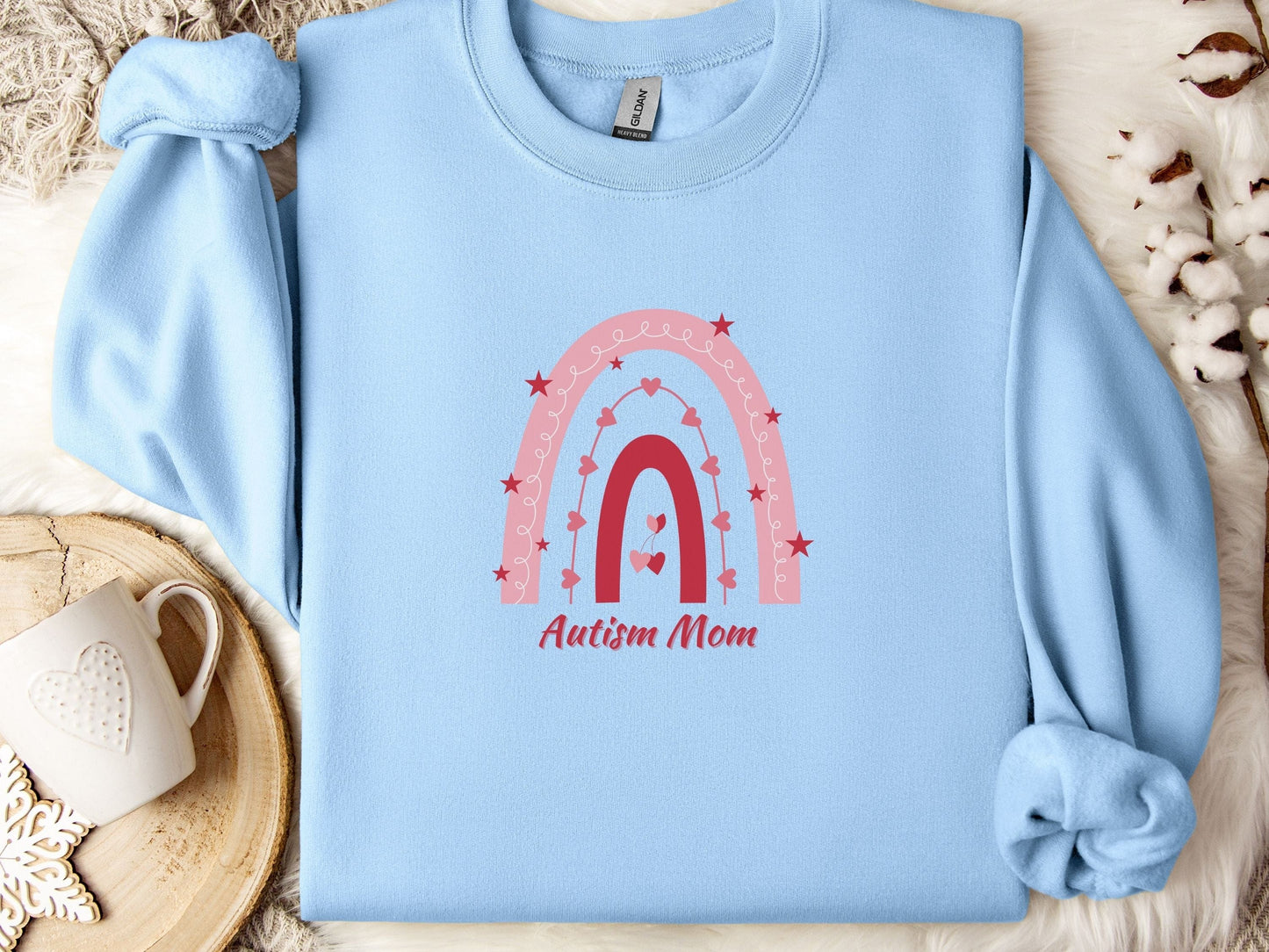 Rainbow Autism Mom Sweatshirt-Light Blue-Neurodiversity, ADHD & Autism Awareness & Acceptance Sweatshirt by Daily Bloom