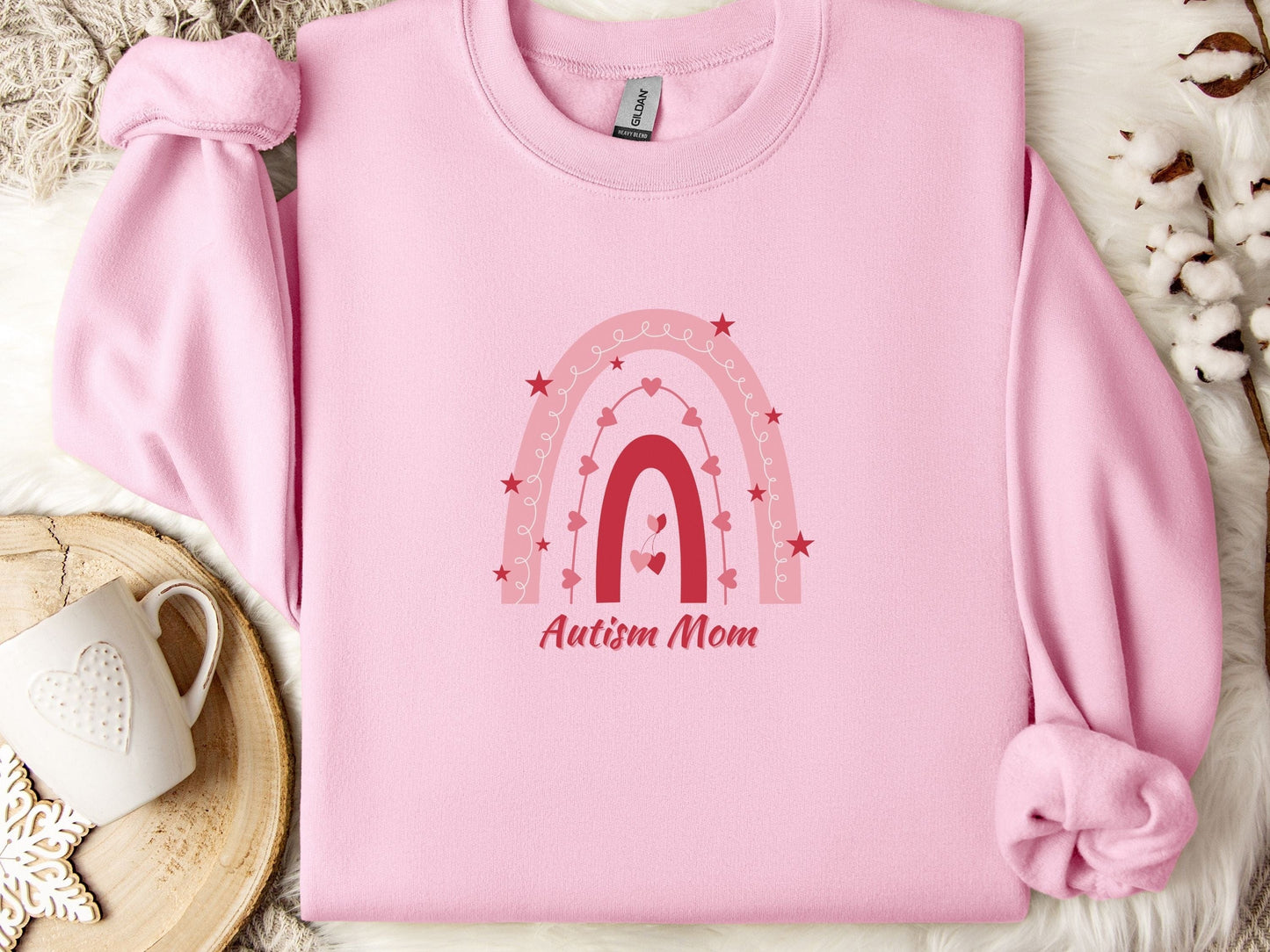 Rainbow Autism Mom Sweatshirt-Light Pink-Neurodiversity, ADHD & Autism Awareness & Acceptance Sweatshirt by Daily Bloom