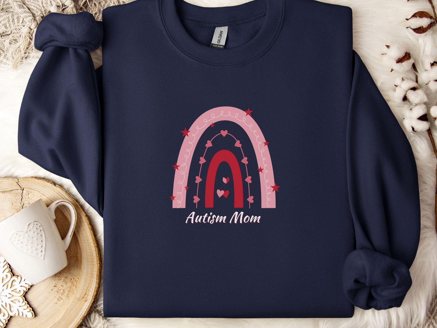 Rainbow Autism Mom Sweatshirt-Navy-Neurodiversity, ADHD & Autism Awareness & Acceptance Sweatshirt by Daily Bloom
