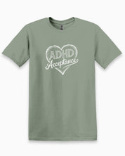 Autism T-Shirt By Daily Bloom ADHD Acceptance Love Heart Sketch Tee Sage / S