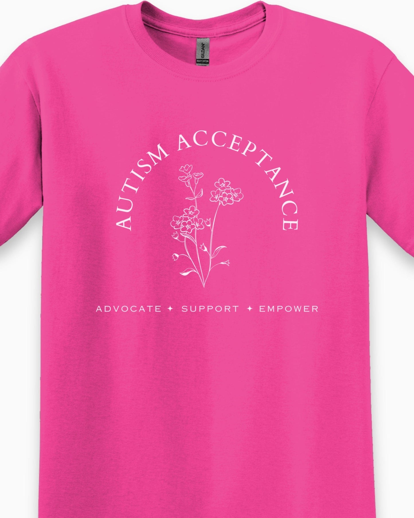 Autism Acceptance - Advocate Support Empower Tee-Neurodiversity, ADHD & Autism Awareness & Acceptance T-Shirt by Daily Bloom