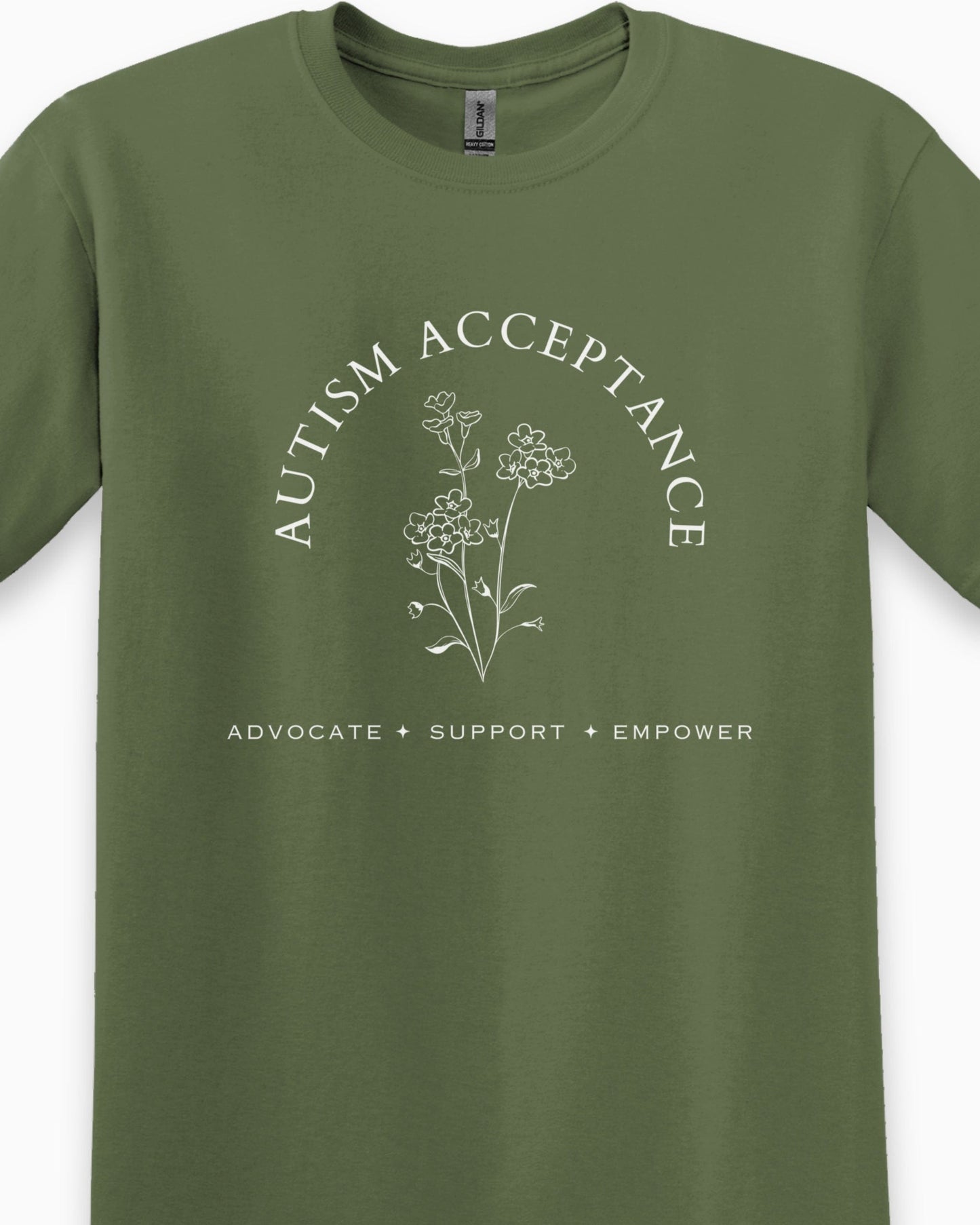 Autism Acceptance - Advocate Support Empower Tee-Neurodiversity, ADHD & Autism Awareness & Acceptance T-Shirt by Daily Bloom