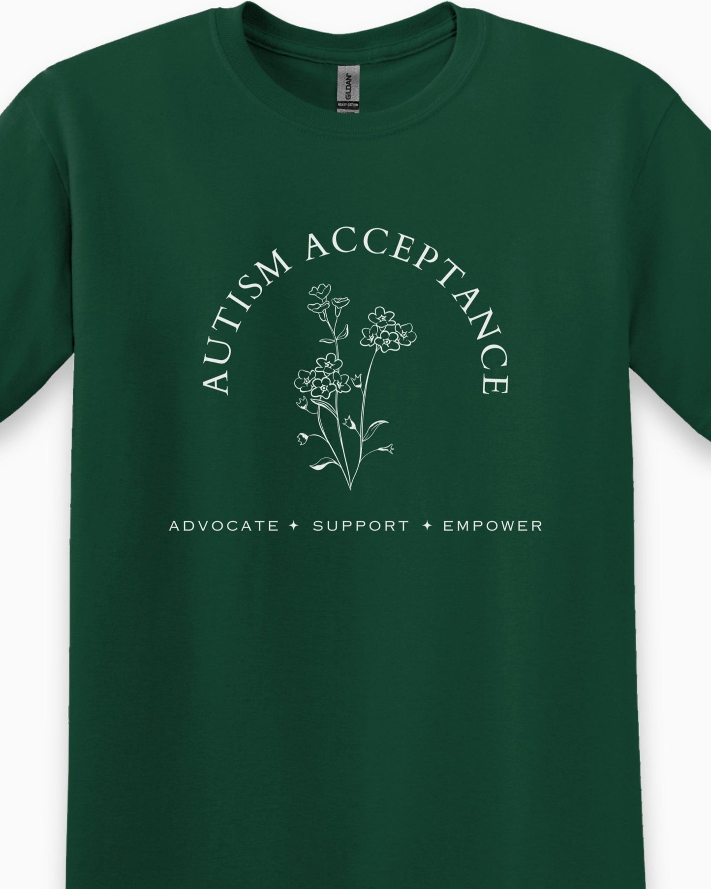 Autism Acceptance - Advocate Support Empower Tee-Neurodiversity, ADHD & Autism Awareness & Acceptance T-Shirt by Daily Bloom