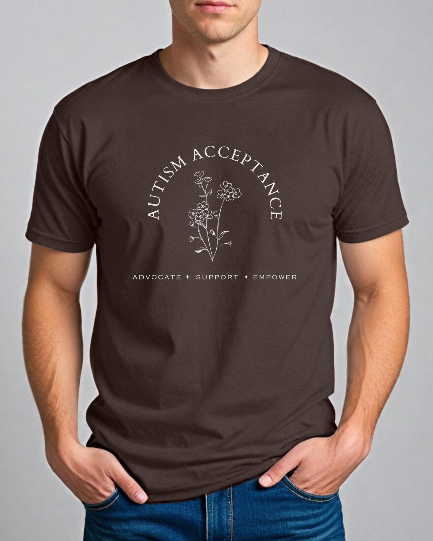 Autism Acceptance - Advocate Support Empower Tee-Neurodiversity, ADHD & Autism Awareness & Acceptance T-Shirt by Daily Bloom