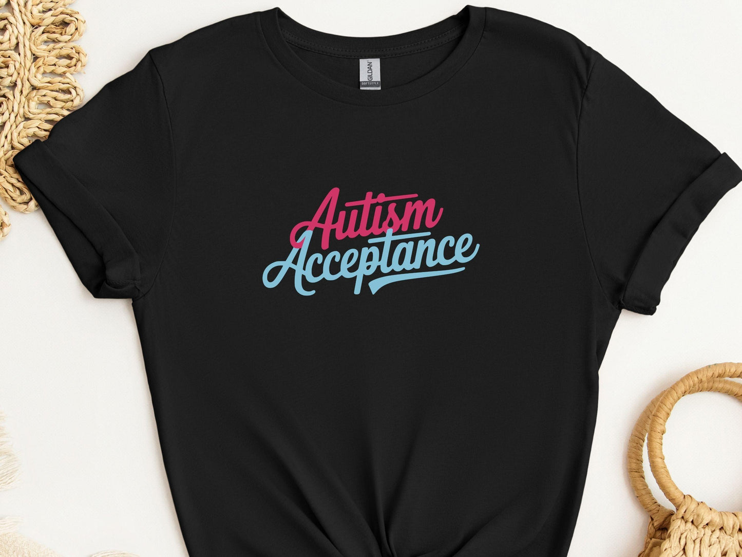 Autism Acceptance Script Tee-Black-Neurodiversity, ADHD & Autism Awareness & Acceptance T-Shirt by Daily Bloom