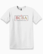 BCBA Outline Tee-White-Neurodiversity, ADHD & Autism Awareness & Acceptance T-Shirt by Daily Bloom
