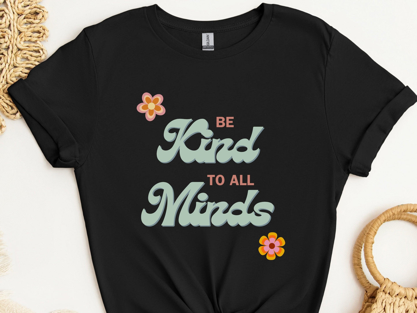 Be Kind to All Minds Tee-Black-Neurodiversity, ADHD & Autism Awareness & Acceptance T-Shirt by Daily Bloom