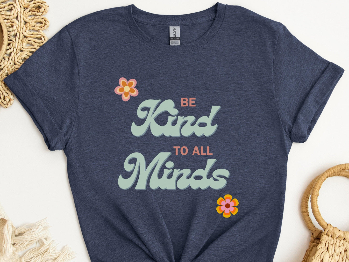 Be Kind to All Minds Tee-Heather Navy-Neurodiversity, ADHD & Autism Awareness & Acceptance T-Shirt by Daily Bloom