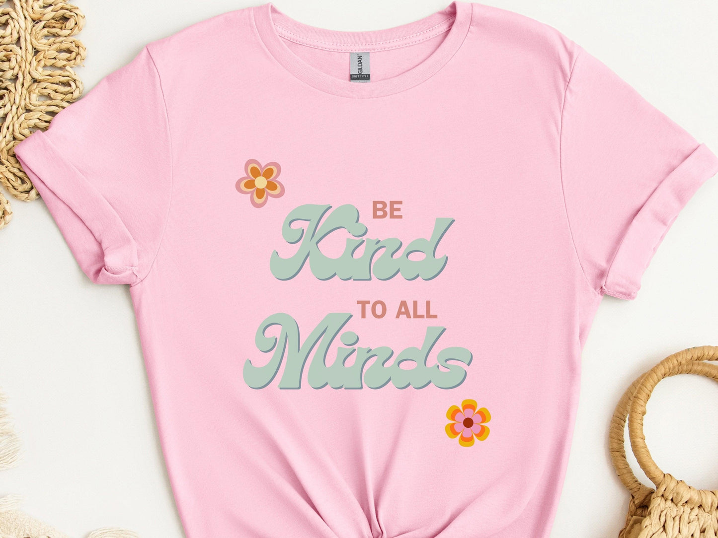 Be Kind to All Minds Tee-Light Pink-Neurodiversity, ADHD & Autism Awareness & Acceptance T-Shirt by Daily Bloom