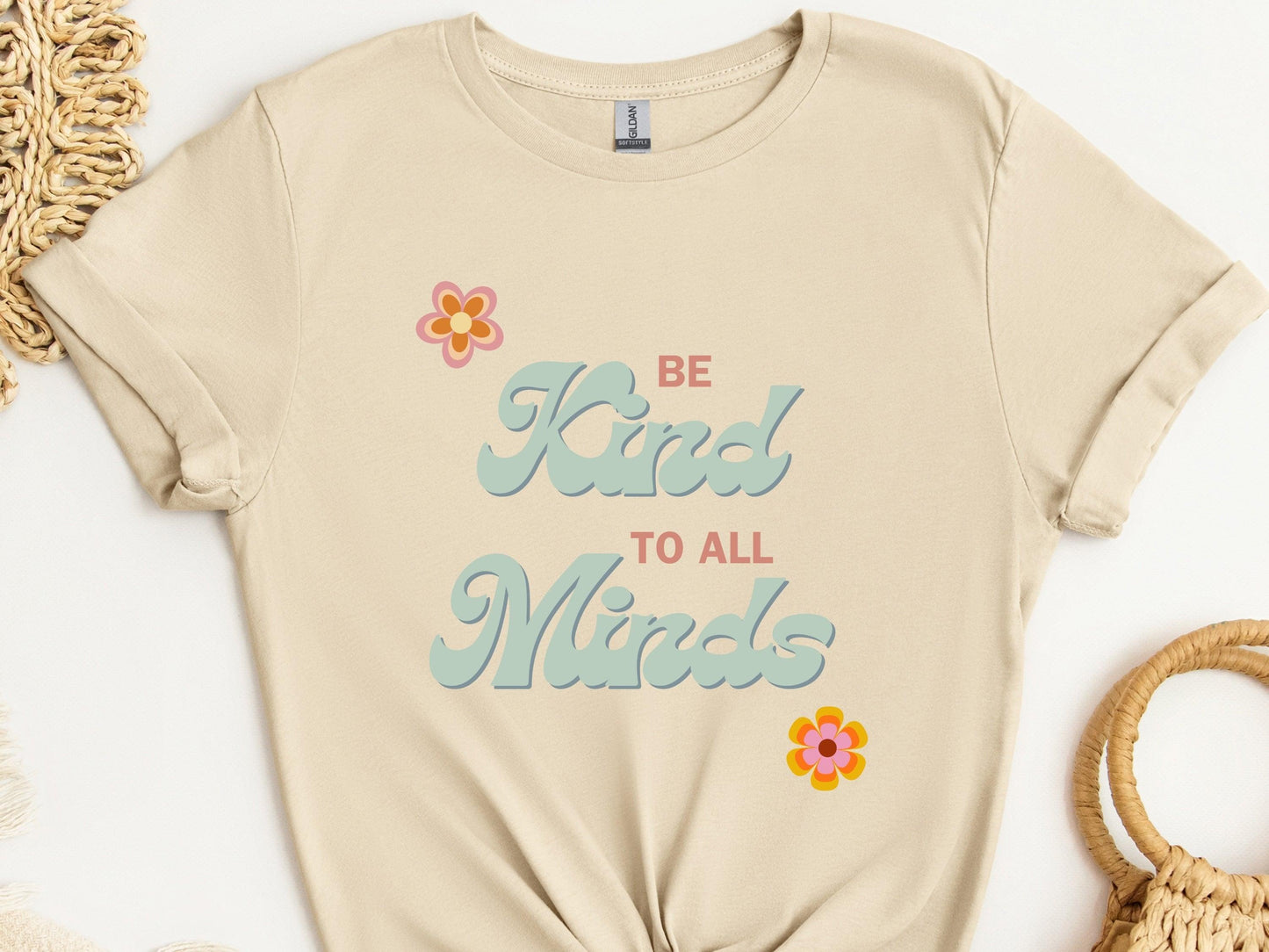 Be Kind to All Minds Tee-Sand-Neurodiversity, ADHD & Autism Awareness & Acceptance T-Shirt by Daily Bloom
