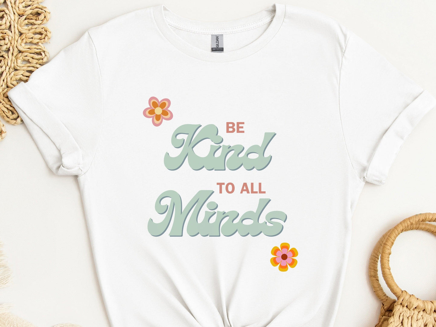Be Kind to All Minds Tee-White-Neurodiversity, ADHD & Autism Awareness & Acceptance T-Shirt by Daily Bloom