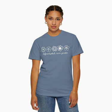 Autism T-Shirt - Different Petals Same Garden Flower Sketches Comfort Colors Tee - Daily Bloom