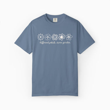 Autism T-Shirt - Different Petals Same Garden Flower Sketches Comfort Colors Tee - Daily Bloom