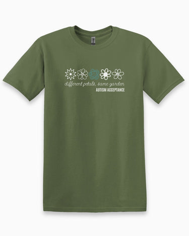 Autism T-Shirt - Different Petals Same Garden Flower Sketches Tee - Daily Bloom