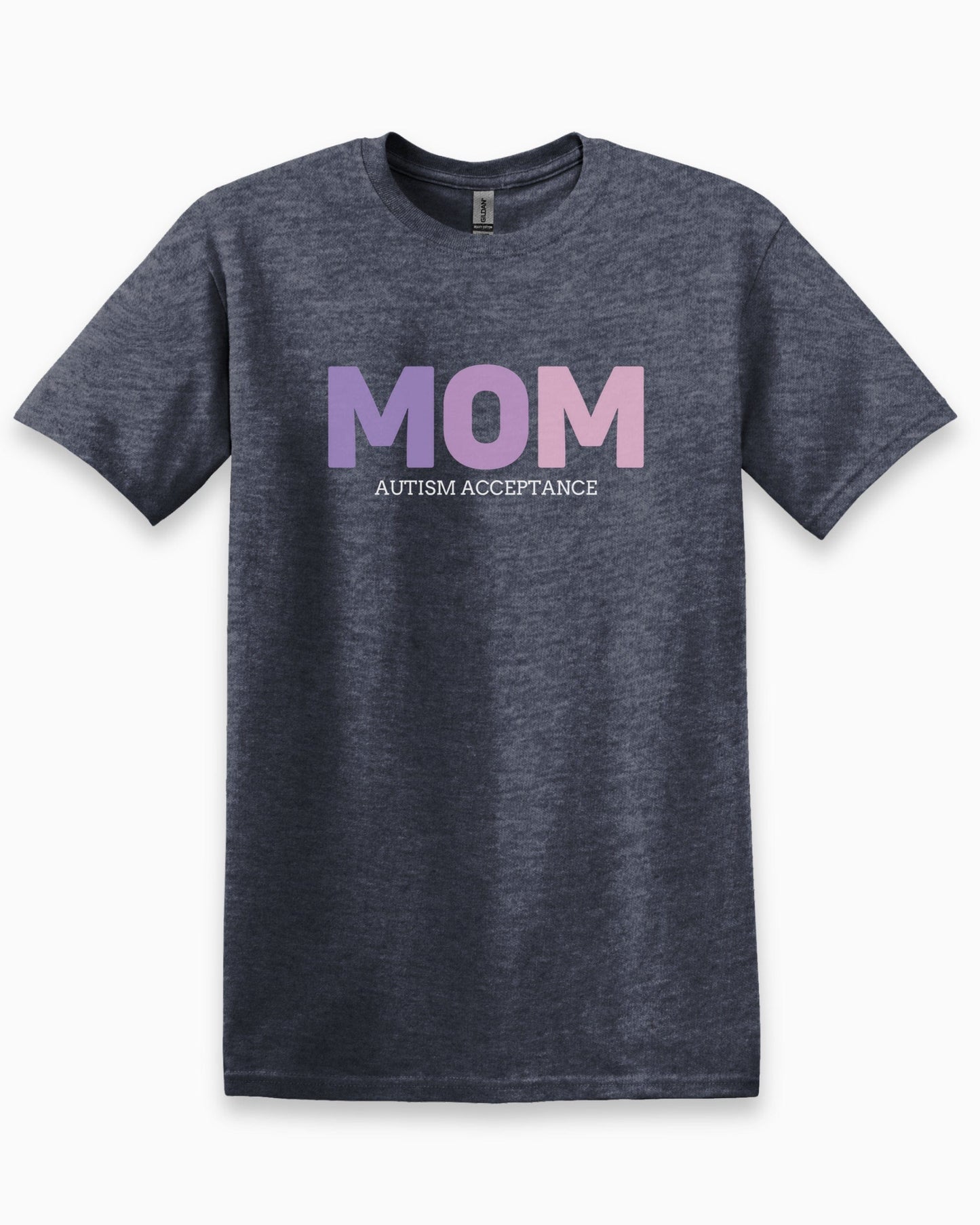 Mom Gradient Tee-Heather Navy-Neurodiversity, ADHD & Autism Awareness & Acceptance T-Shirt by Daily Bloom
