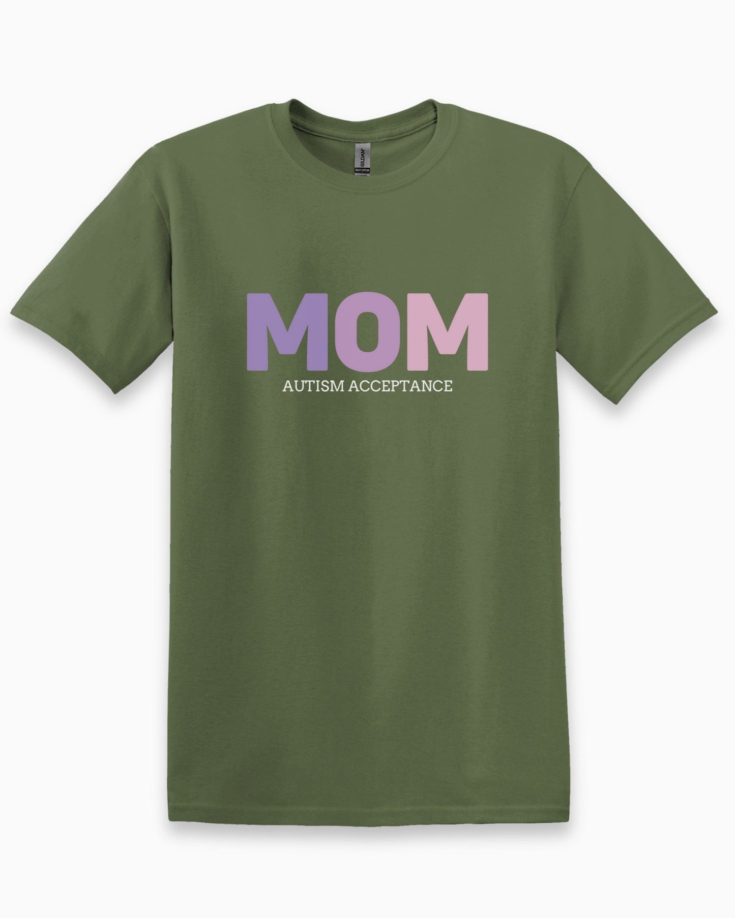 Mom Gradient Tee-Military Green-Neurodiversity, ADHD & Autism Awareness & Acceptance T-Shirt by Daily Bloom