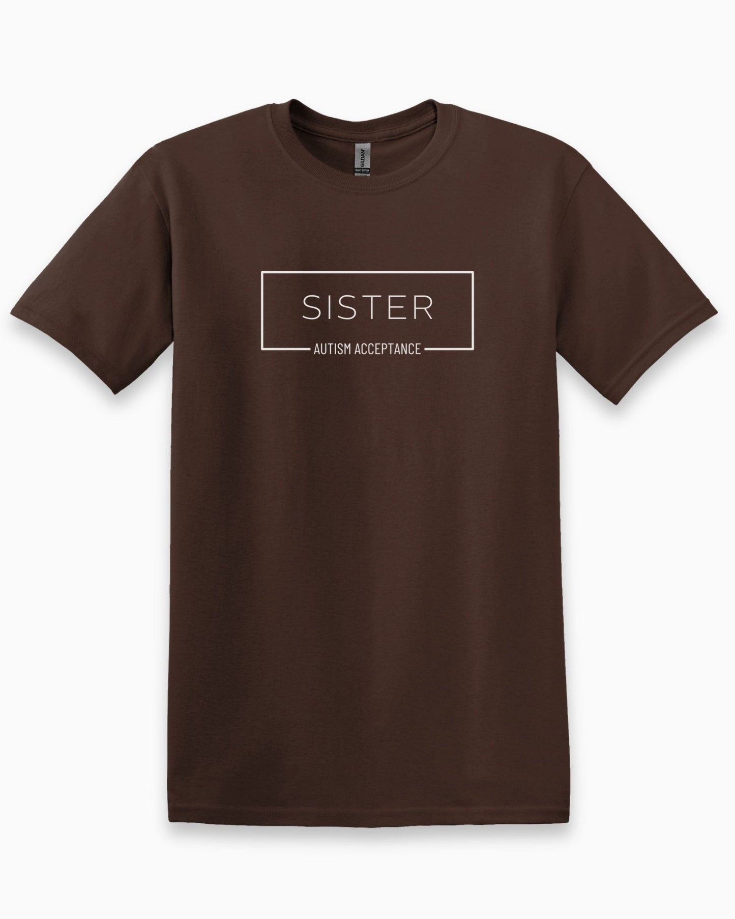 Sister Box Tee-Dark Chocolate-Neurodiversity, ADHD & Autism Awareness & Acceptance T-Shirt by Daily Bloom
