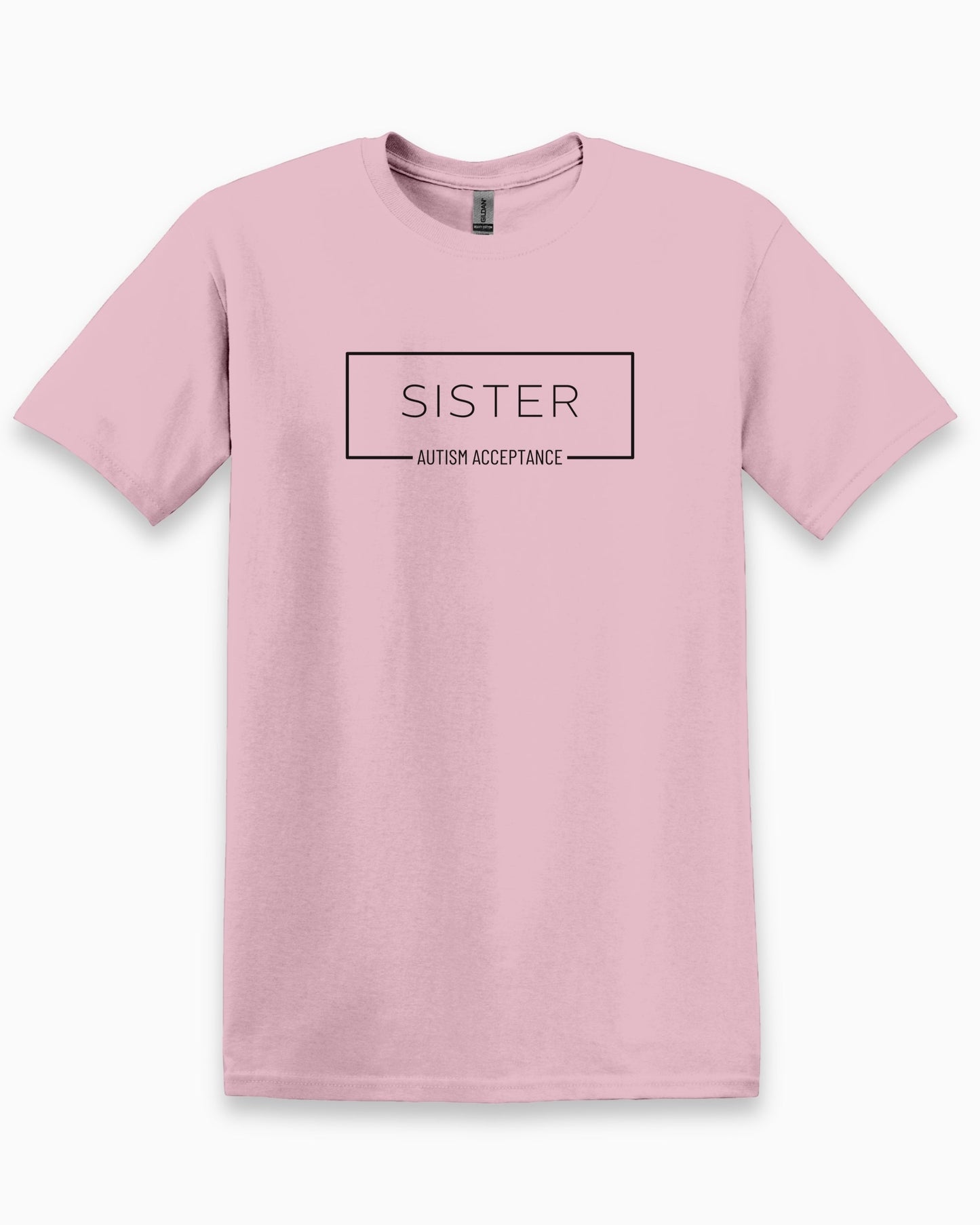 Sister Box Tee-Light Pink-Neurodiversity, ADHD & Autism Awareness & Acceptance T-Shirt by Daily Bloom