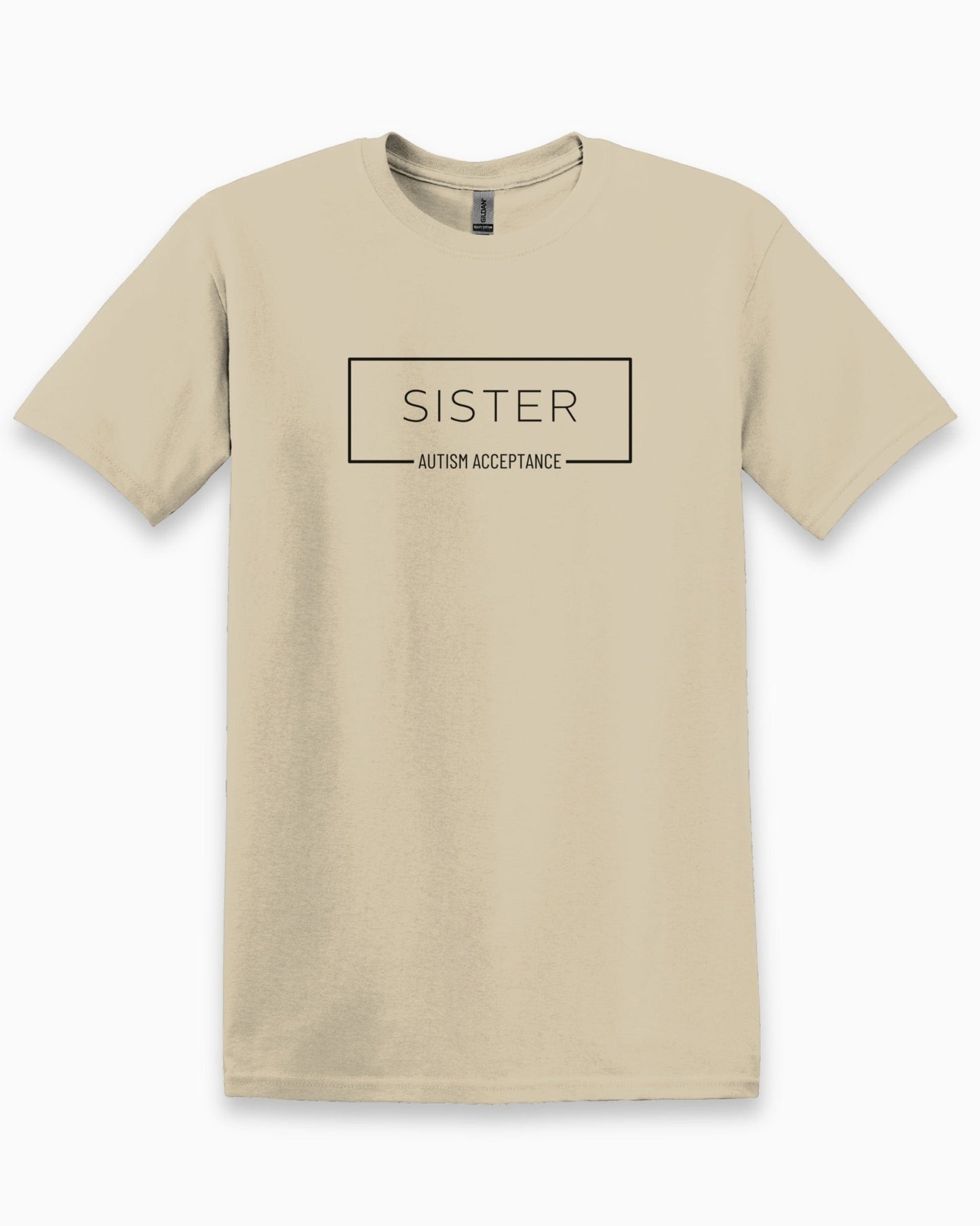 Sister Box Tee-Sand-Neurodiversity, ADHD & Autism Awareness & Acceptance T-Shirt by Daily Bloom