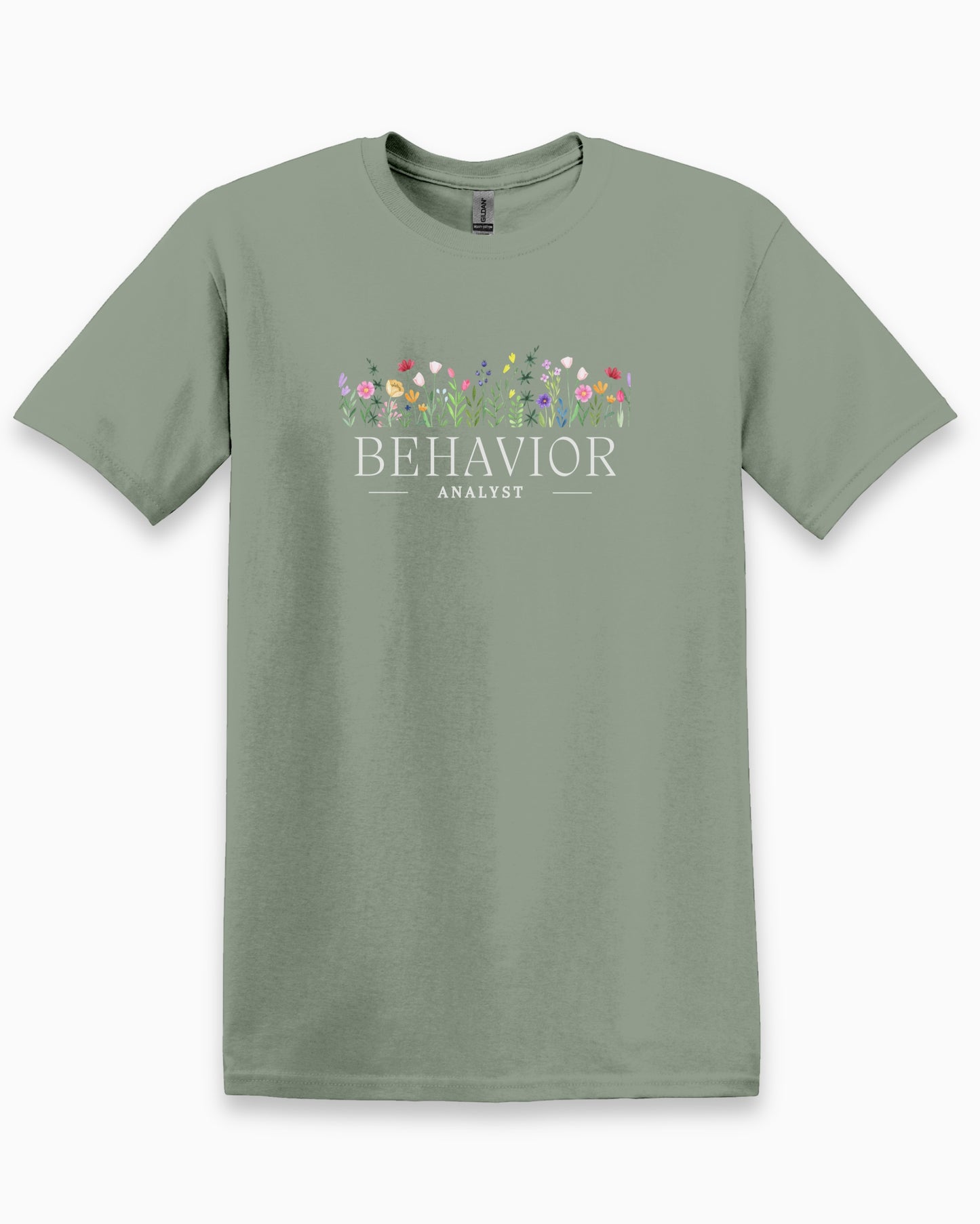 Behavior Analyst Floral Tee-Sage-Neurodiversity, ADHD & Autism Awareness & Acceptance T-Shirt by Daily Bloom