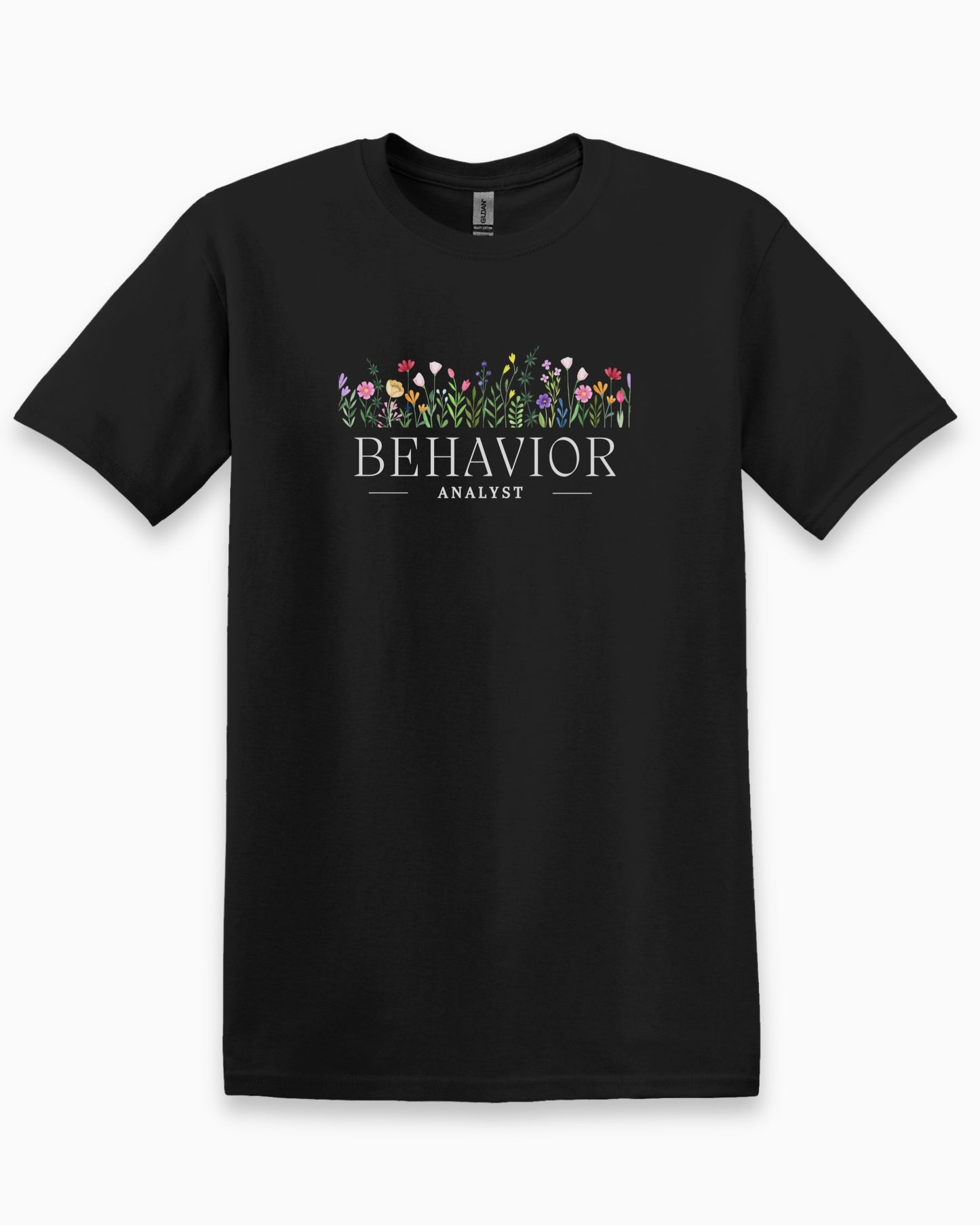 Behavior Analyst Floral Tee-Black-Neurodiversity, ADHD & Autism Awareness & Acceptance T-Shirt by Daily Bloom