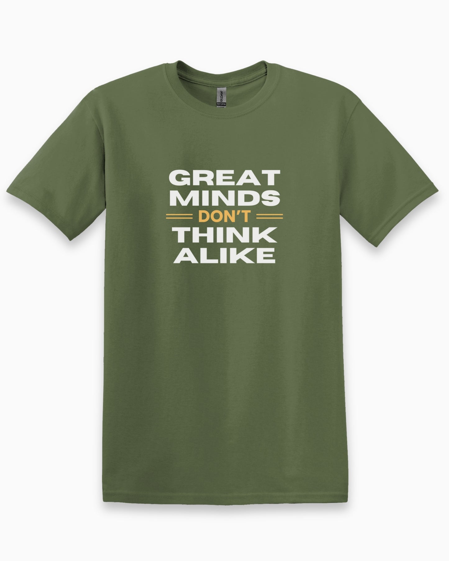 Great Minds Don't Think Alike Tee-Military Green-Neurodiversity, ADHD & Autism Awareness & Acceptance T-Shirt by Daily Bloom