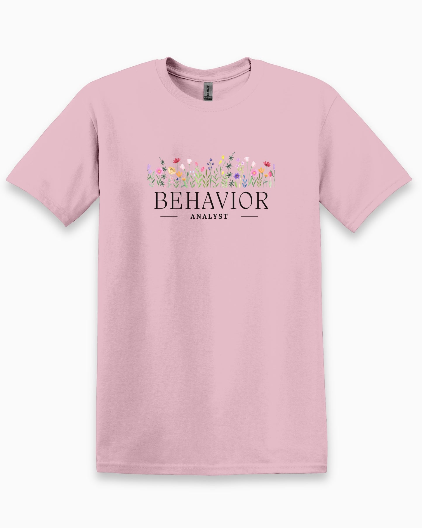 Behavior Analyst Floral Tee-Light Pink-Neurodiversity, ADHD & Autism Awareness & Acceptance T-Shirt by Daily Bloom